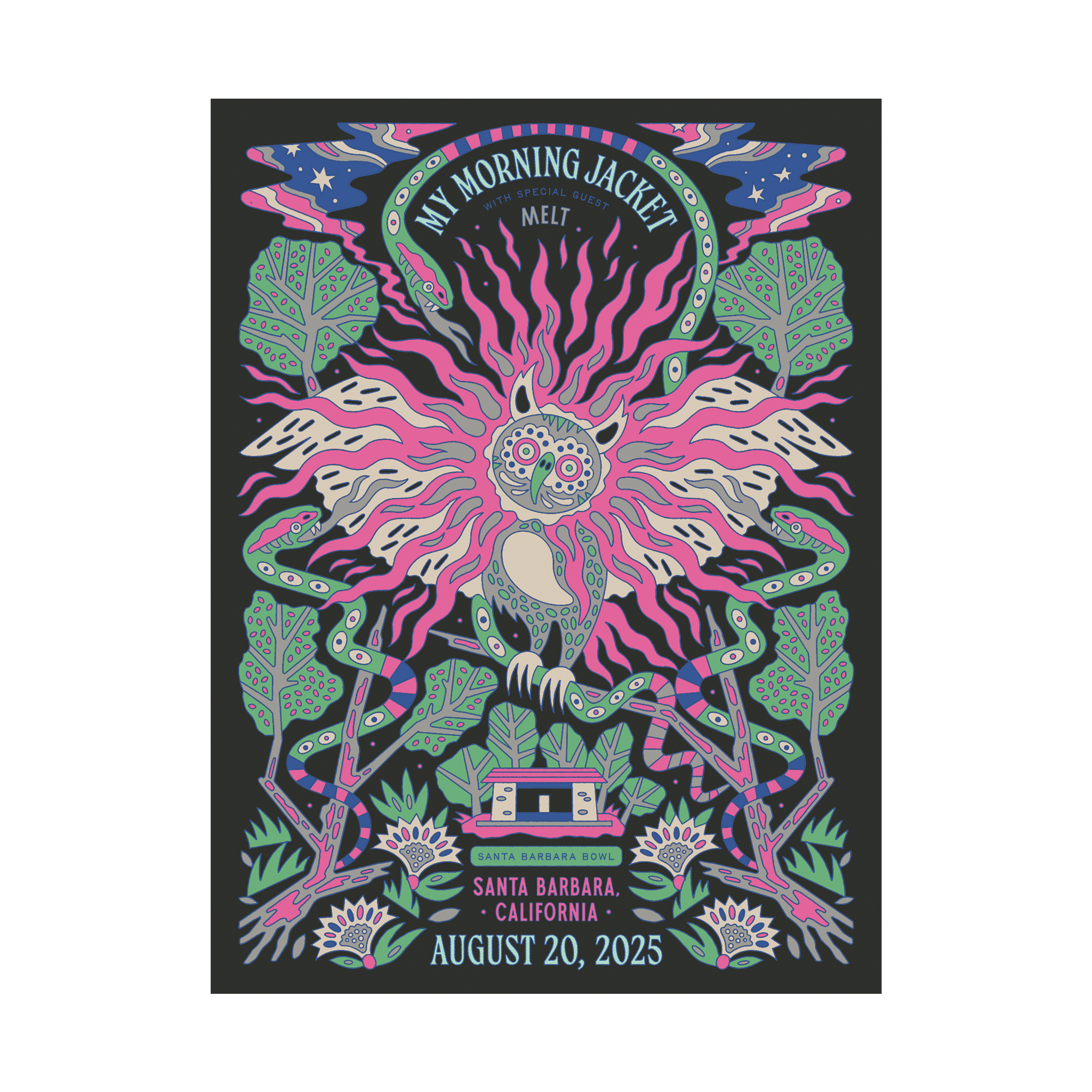 8/20/25 Santa Barbara CA Show Poster by Joshua Noom